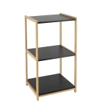 Corp mobilier 3 rafturi MDF 68,5x30x35,5 cm – Bamboo / Negru | Mobilier depozitare baie