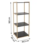 Corp mobilier 4 rafturi MDF 102x30x35,5 cm - Bamboo / Negru | Mobilier depozitare baie - imagine 2