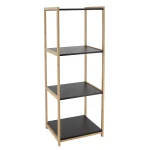 Corp mobilier 4 rafturi MDF 102x30x35,5 cm - Bamboo / Negru | Mobilier depozitare baie