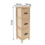 Corp mobilier MDF cu 3 sertare 77x25x25 cm - Natural | Mobilier depozitare baie - imagine 2