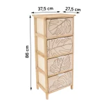 Corp mobilier MDF cu 4 coșuri gravate 86x37,5x27,5 cm - Alb/Natural | Mobilier depozitare baie - imagine 2