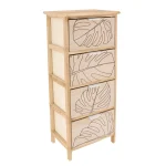 Corp mobilier MDF cu 4 coșuri gravate 86x37,5x27,5 cm - Alb/Natural | Mobilier depozitare baie