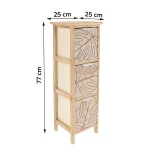 Corp mobilier MDF cu 3 coșuri gravate 77x25x25 cm - Alb/Natural | Mobilier depozitare baie - imagine 2