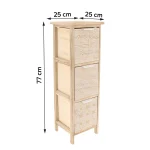 Corp mobilier MDF cu 3 coșuri mânere metalice 77x25x25 cm - Natural/Alb | Mobilier depozitare baie - imagine 2