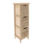 Corp mobilier MDF cu 3 coșuri mânere metalice 77x25x25 cm - Natural/Negru | Mobilier depozitare baie