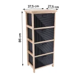 Corp mobilier MDF cu 4 coșuri mânere metalice 86x37,5x27,5 cm - Negru | Mobilier depozitare baie - imagine 2