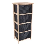 Corp mobilier MDF cu 4 coșuri mânere metalice 86x37,5x27,5 cm - Negru | Mobilier depozitare baie