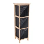 Corp mobilier MDF cu 3 coșuri mânere metalice 77x25x25 cm - Negru | Mobilier depozitare baie