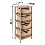 Corp mobilier lemn 4 coșuri Bumbac/Iarbă de mare 86x37,5x27,5 cm - Natural/Bej | Mobilier depozitare baie - imagine 2