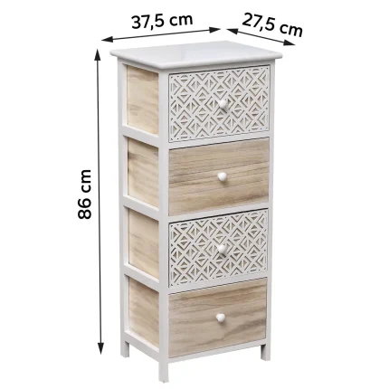 Corp mobilier cu 4 sertare 86x37,5x27,5 cm - Natural/Gri imprimat | Mobilier depozitare baie - imagine 2