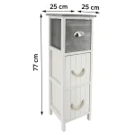 Corp mobilier bicolor cu 3 sertare MDF 77x25x25 cm - Alb /Gri | Mobilier depozitare baie - imagine 2