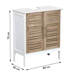 Mobilier pentru lavoar din MDF cu 2 uși/1 raft interior 70x30x60 cm – STOCKHOLM / Alb | Mobilier depozitare baie - imagine 2