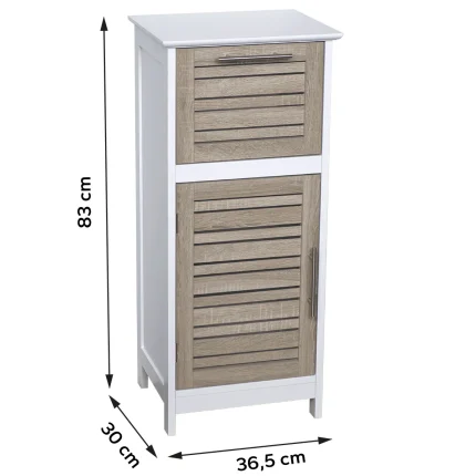 Mobilier baie MDF 1 ușă/1 sertar 83x30x36,5 cm - STOCKHOLM / Alb | Mobilier depozitare baie - imagine 2