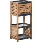 Mobilier baie MDF/ACACIA 1 ușă/2 rafturi 83x30x36,5 cm - Negru / Acacia | Mobilier depozitare baie