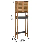 Raft depozitare deasupra toaletă MDF/ACACIA 2 uși/1 raft 173x22,5x60 cm - Negru/ Acacia | Mobilier depozitare baie - imagine 2