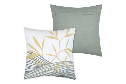 Pernă decorativă Yuki 40X40 cm, culoare muștar/gri, 100% bumbac - imagine 3