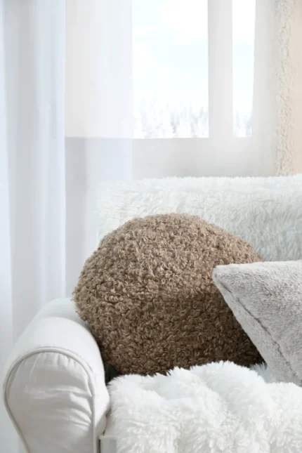 Pernă decorativă Cosylife Diam 40, culoare greige, 100% poliester - imagine 2