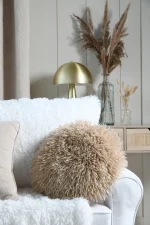 Pernă decorativă Cosylife Diam 40, culoare bej, 100% poliester - imagine 2