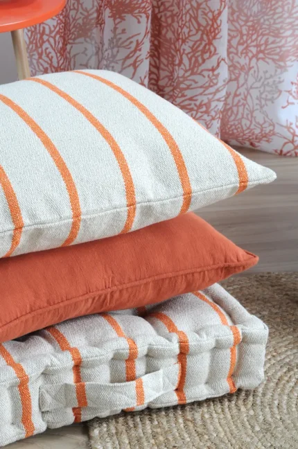 Pernă decorativă St Trop 50X50 cm, culoare alb/coral, 100% bumbac - imagine 2