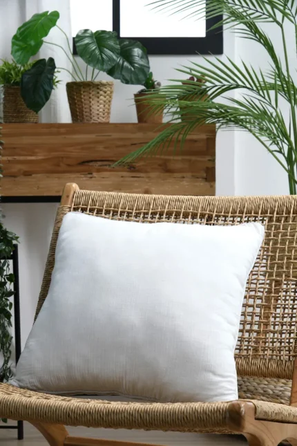 Pernă decorativă Coline 45X45 cm, culoare crem, 100% bumbac - imagine 2