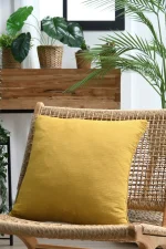 Pernă decorativă Coline 45X45 cm, culoare muștar, 100% bumbac - imagine 2