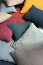 Pernă decorativă Coline 45X45 cm, culoare albastru, 100% bumbac - imagine 5