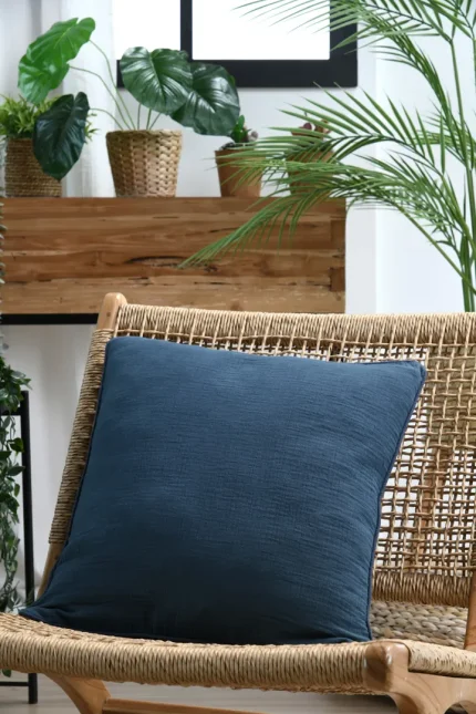 Pernă decorativă Coline 45X45 cm, culoare albastru, 100% bumbac - imagine 2