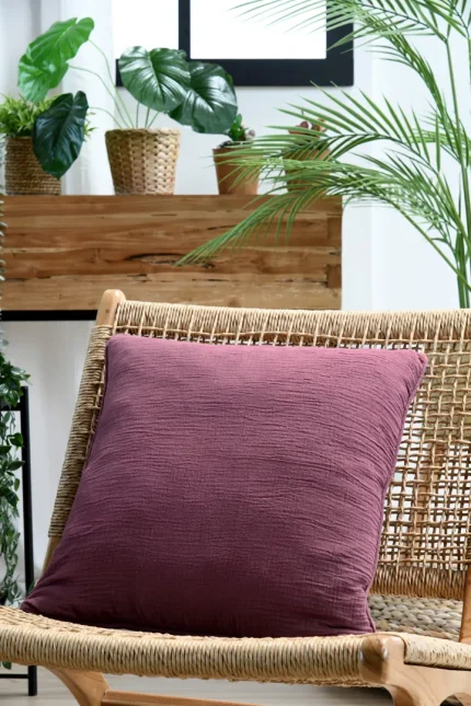 Pernă decorativă Coline 45X45 cm, culoare vișiniu, 100% bumbac - imagine 2