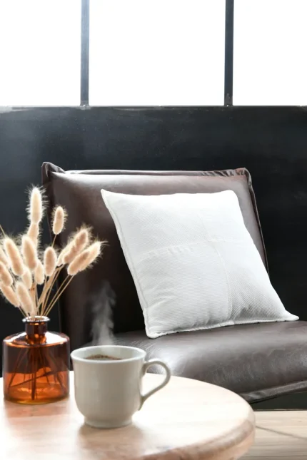 Pernă decorativă Dandy 45X45 cm, culoare crem, 100% poliester - imagine 2