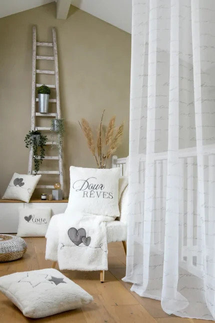 Pernă decorativă Doureve 45X45 cm, culoare bej, 100% poliester - imagine 6