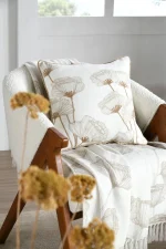 Pernă decorativă Oriana 45X45 cm, culoare natural, 45% poliester 55% bumbac - imagine 2