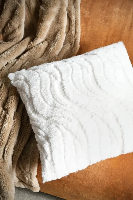 Pernă decorativă Fauves 45X45 cm, culoare crem, 100% poliester - imagine 2