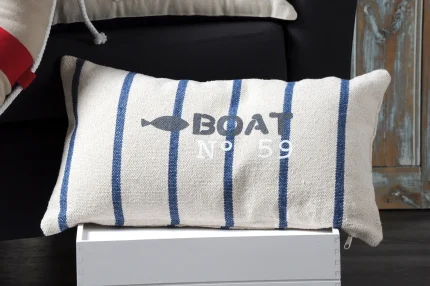 Pernă decorativă Pampelonne 30X50 cm, culoare alb/albastru, 100% bumbac - imagine 2