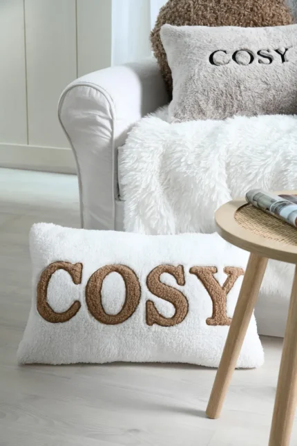 Pernă decorativă Cosylife 30X50 cm, culoare crem, 100% poliester - imagine 2