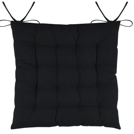 Pernă de scaun Duo 38X38X3.5 cm, culoare negru, 100% bumbac