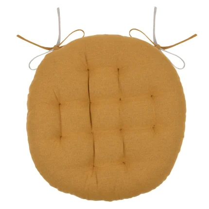 Pernă de scaun Ronde Duo Mustar/In 38X38 cm, culoare muștar/in, 100% bumbac