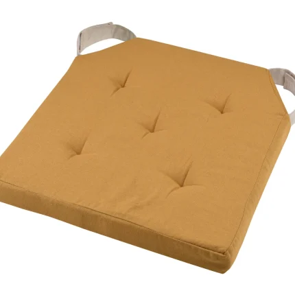 Pernă de scaun Velcro Duo Mustar/In 38X38 cm, culoare muștar/in, 100% bumbac