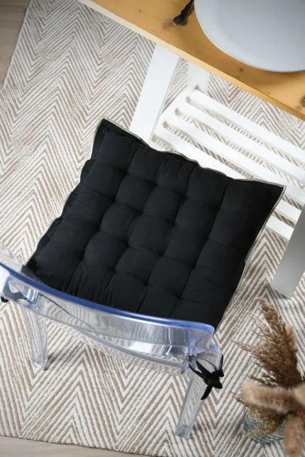 Pernă de scaun Helios 38X38 cm, culoare negru, 100% bumbac - imagine 2