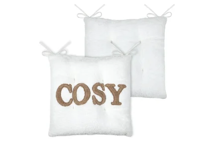 Pernă de scaun Cosylife 38X38 cm, culoare crem, 100% poliester - imagine 2