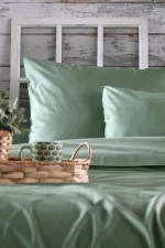 Cearșaf cu elastic Elysee 90X190 cm, culoare verde, 100% bumbac OEKO TEX - imagine 5