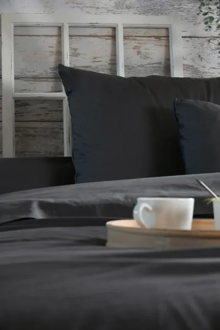 Cearșaf cu elastic Elysee 90X190 cm, culoare antracit, 100% bumbac OEKO TEX - imagine 5