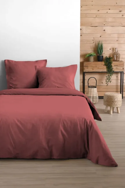 Cearșaf cu elastic Eden 160X200 cm, culoare rubiniu, 100% bumbac OEKO TEX - imagine 2