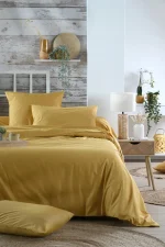 Cearșaf cu elastic Elysee 160X200 cm, culoare mustar, 100% bumbac OEKO TEX - imagine 2