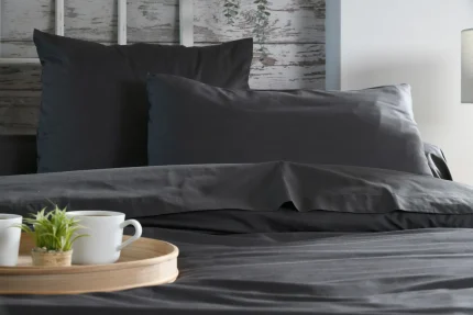 Cearșaf cu elastic Elysee 160X200 cm, culoare antracit, 100% bumbac OEKO TEX - imagine 4