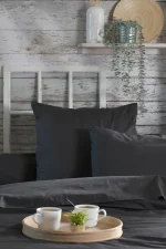 Cearșaf cu elastic Elysee 160X200 cm, culoare antracit, 100% bumbac OEKO TEX - imagine 3