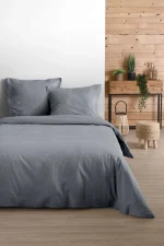 Cearșaf cu elastic Eden 180X200 cm, culoare gri, 100% bumbac OEKO TEX - imagine 2