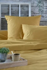 Cearșaf cu elastic Elysee 180X200 cm, culoare mustar, 100% bumbac OEKO TEX - imagine 5