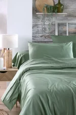 Cearșaf cu elastic Elysee 180X200 cm, culoare verde, 100% bumbac OEKO TEX - imagine 7