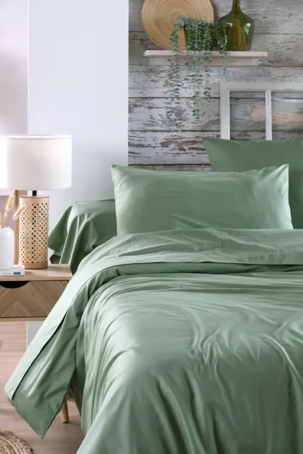 Cearșaf cu elastic Elysee 180X200 cm, culoare verde, 100% bumbac OEKO TEX - imagine 7