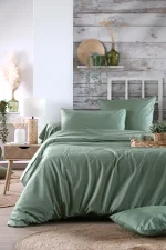 Cearșaf cu elastic Elysee 180X200 cm, culoare verde, 100% bumbac OEKO TEX - imagine 2